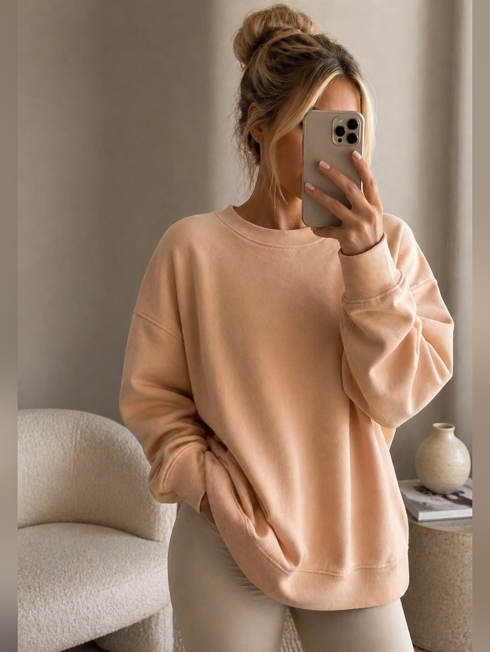 Lululemon Perfectly Oversized Crew – Ivory Peach (Faded Wash) 8